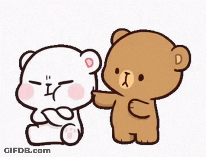 Cute Bear Couple Mocha Poke Milk GIF