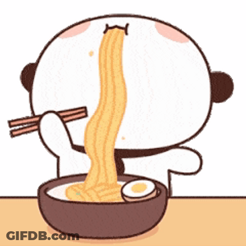 Cute Bear Enjoys  Noodle GIF