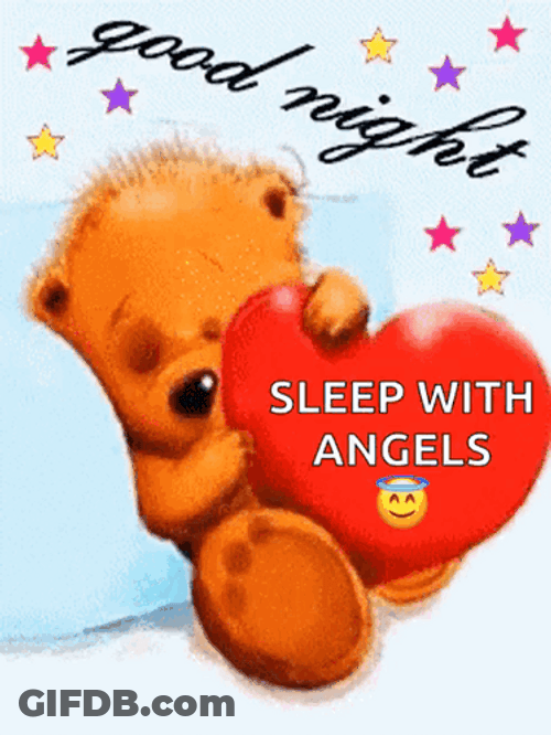 Cute Bear Good Night Sleep With Angels GIF