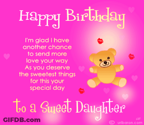 Cute Bear Happy Birthday Sweet Daughter Artwork GIF