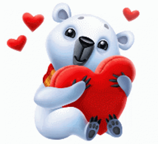 Cute Bear Hugging Corazon GIF