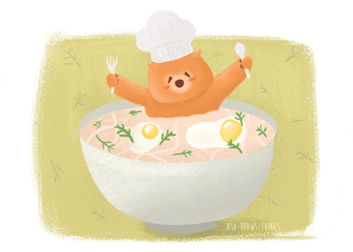 Cute Bear On Soup Bowl GIF