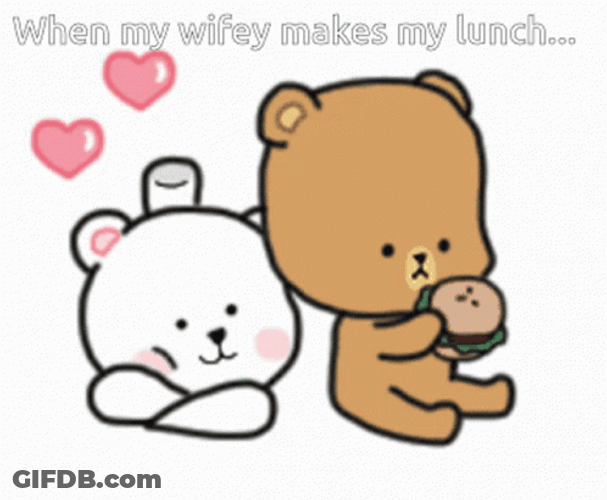 Cute Bear Wifey Eating Burger Lunch GIF