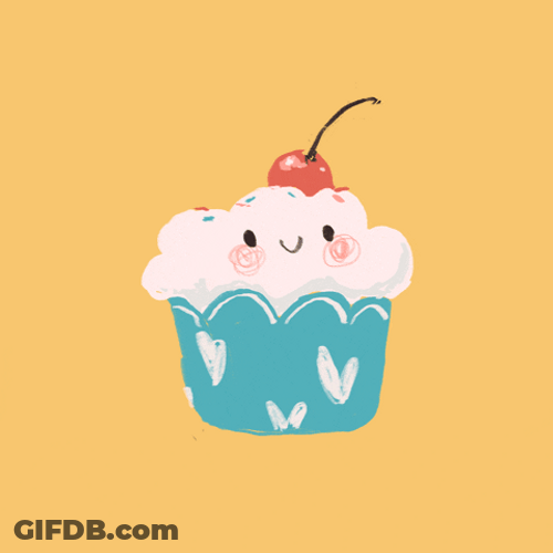 Cute Birthday Cupcake Jumping GIF