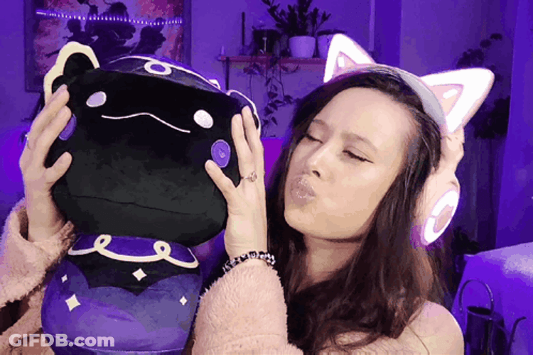 Cute Black Mushroom Cat Squishmallow GIF