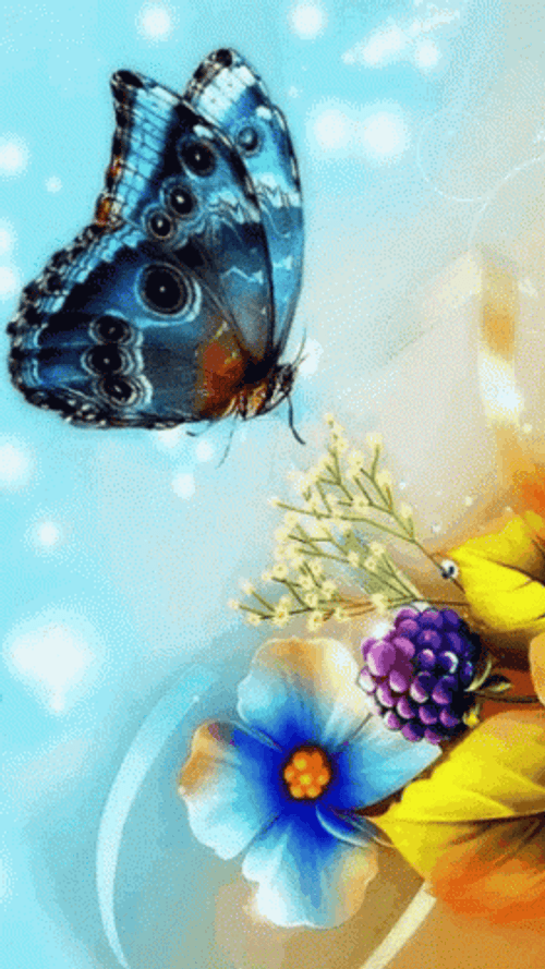 Cute Blue Transparent Butterfly GIF