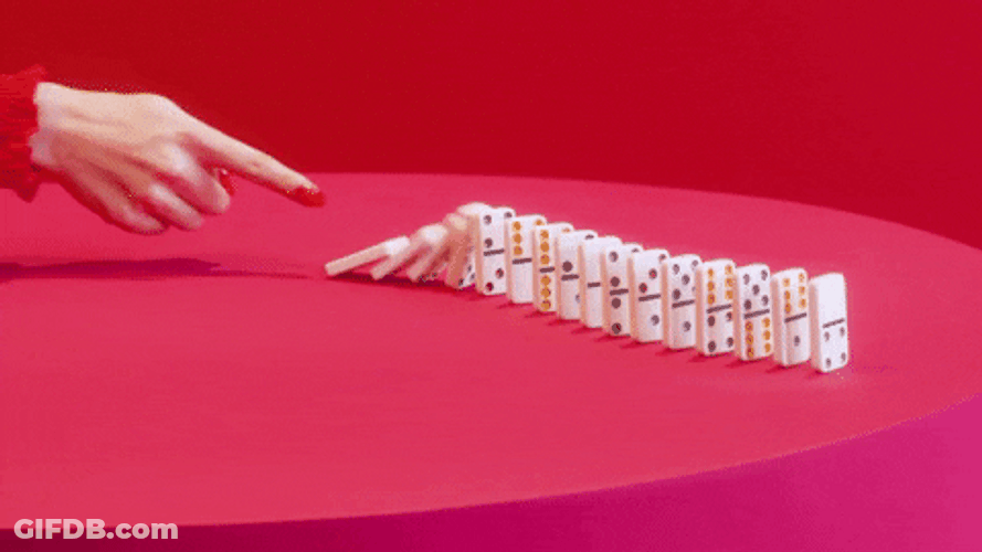 Cute Boomerang Dominos Falling GIF