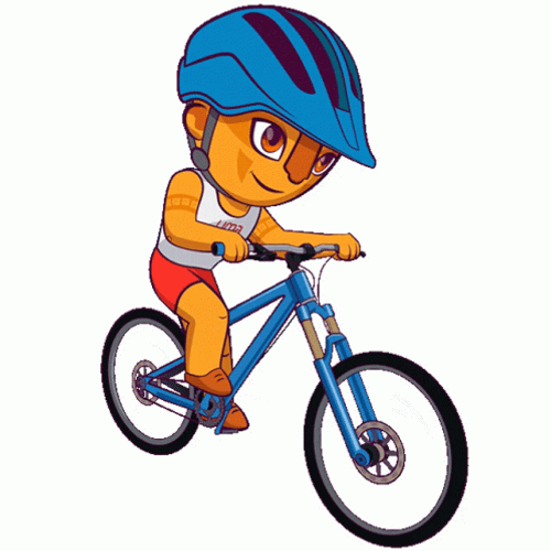 Cute Boy Riding Bicycle Cartoon GIF