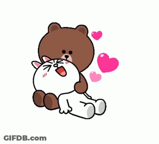 Cute Brown And Cony Bear Cartoon Love GIF