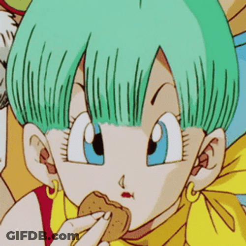 Cute Bulma Chowing Cookie GIF
