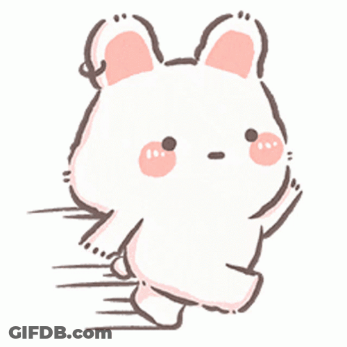 Cute Bunny Character Power Walking GIF