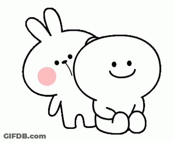 Cute Bunny Couple Caressing Sticker GIF