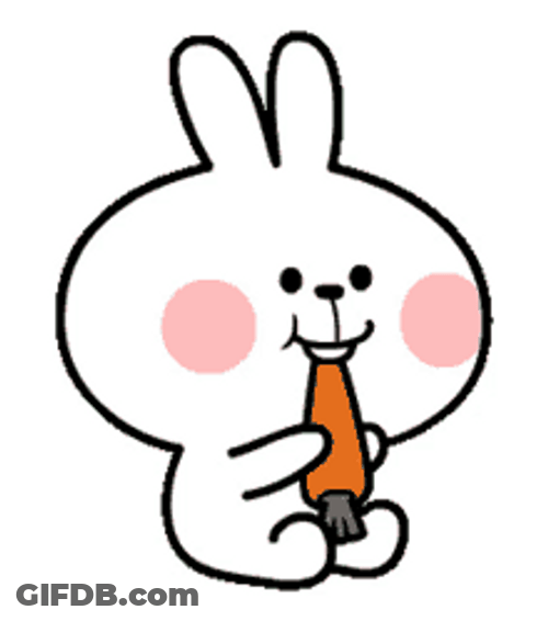 Cute Bunny Eating Carrot Animation GIF