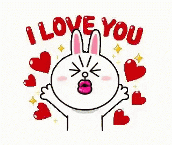 Cute Bunny Giving Kiss Love You Mom Sticker GIF