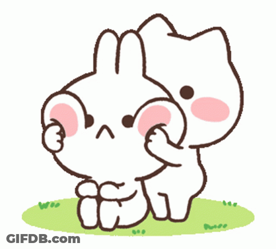 Cute Bunny Mimi Neko Cheeks Poke GIF