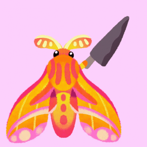 Cute Butterfly With Knife GIF