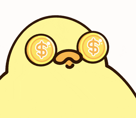 Cute Cartoon Baby Chick Money GIF