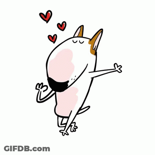 Cute Cartoon Bull With Hearts GIF