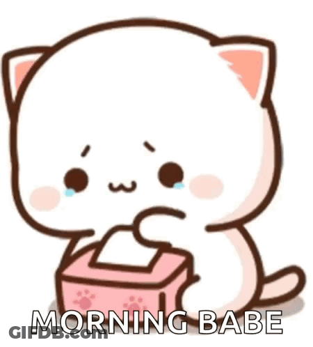 Cute Cartoon Cat Crying Next To Tissues GIF