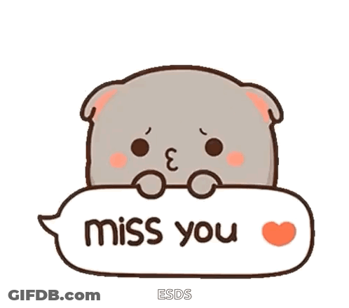 Cute Cartoon Cat Holding Speech Bubble Saying Miss You GIF