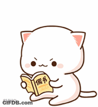 Cute Cartoon Cat Reading Book GIF