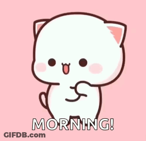 Cute Cartoon Cat Saying Morning GIF