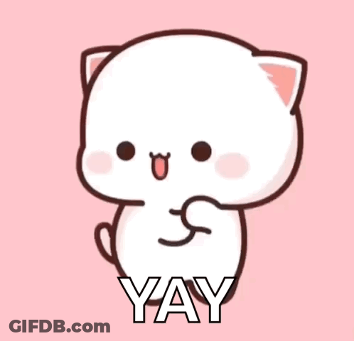 Cute Cartoon Cat Sitting With Yay GIF