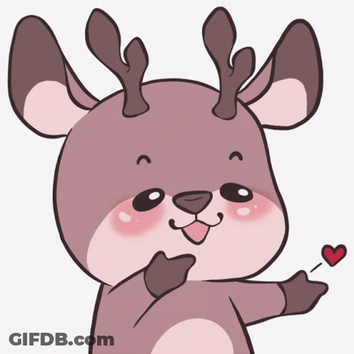 Cute Cartoon Deer Heart GIF
