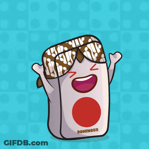 Cute Cartoon Domino Tile Celebrating GIF