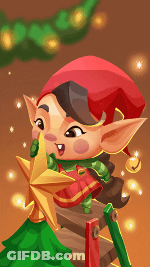 Cute Cartoon Elf Santa GIF
