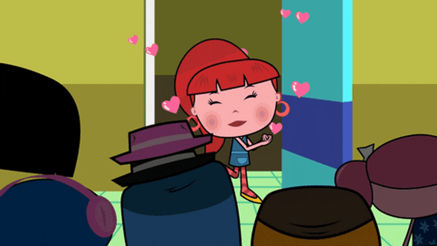 Cute Cartoon Girl In Love GIF