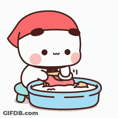 Cute Cartoon Panda Laundry GIF