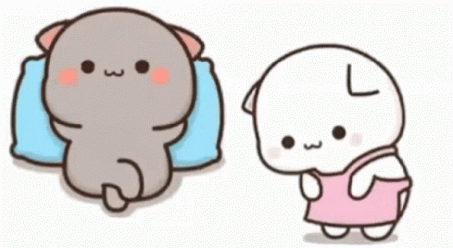 Cute Cartoon Peach Cat Bowing GIF