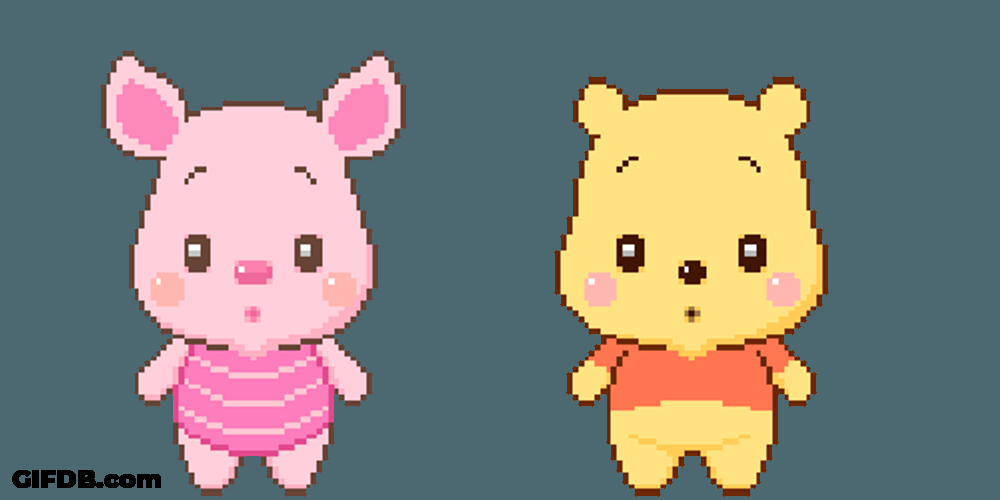 Cute Cartoon Pooh Piglet Dance GIF