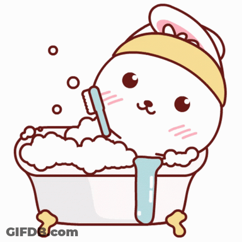 Cute Cartoon Taking Bath GIF