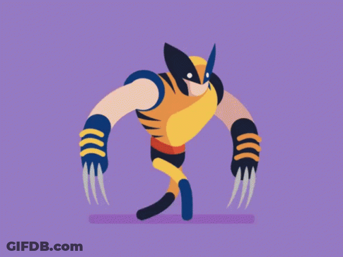 Cute Cartoon Wolverine Walking GIF