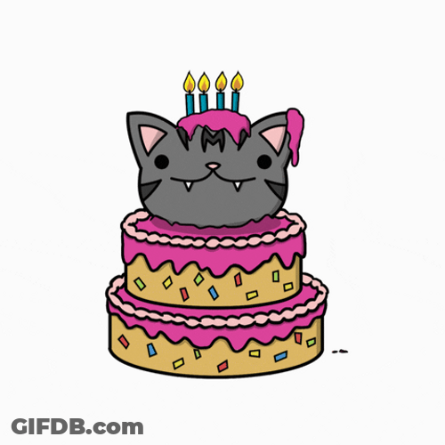 Cute Cat Birthday Cake Animation GIF
