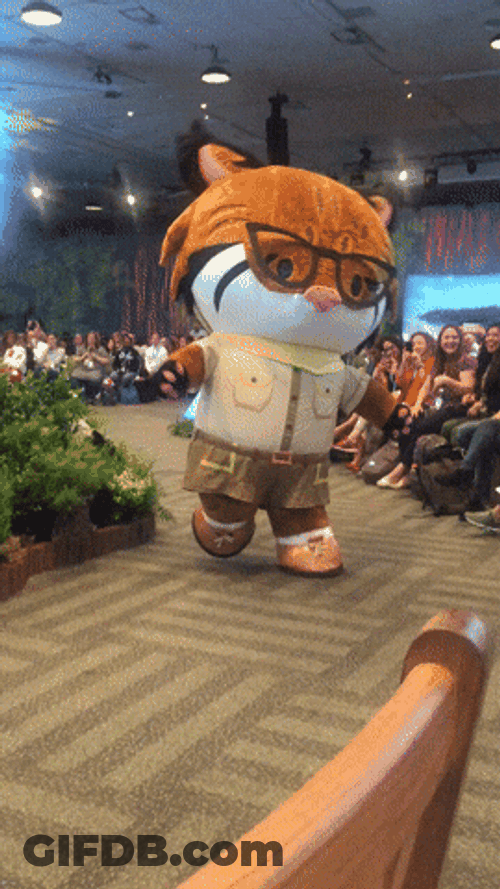Cute Cat Breakdancing Mascot GIF