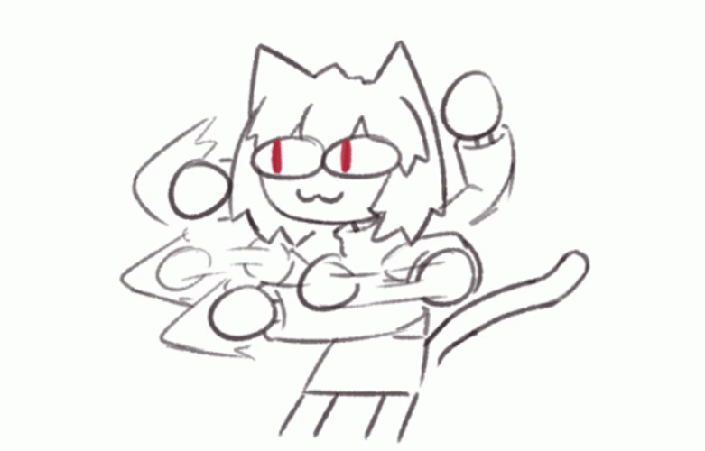 Cute Cat Girl Drawing Ora Ora Ora GIF