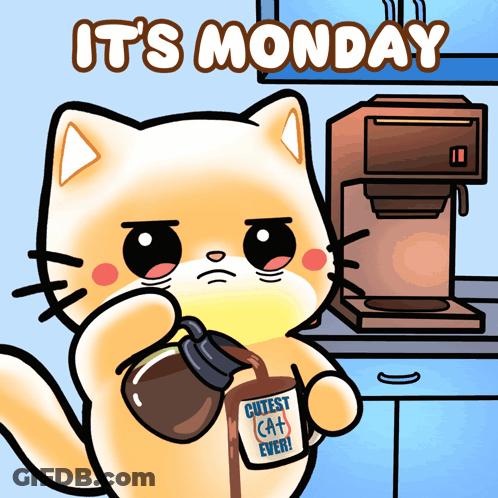 Cute Cat Holding Coffee Cup GIF