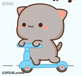 Cute Cat Riding Blue Scooter GIF