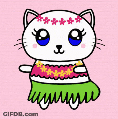 Cute Cat Sticker Hawaiian Dance GIF