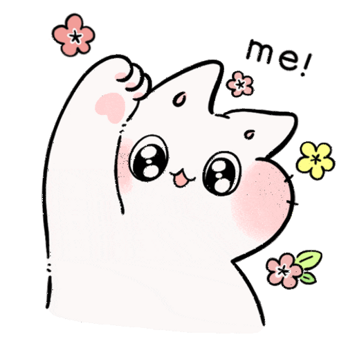 Cute Cat Waving Mememe Sticker GIF
