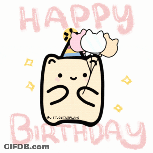 Cute Catty Corn Birthday Balloons GIF