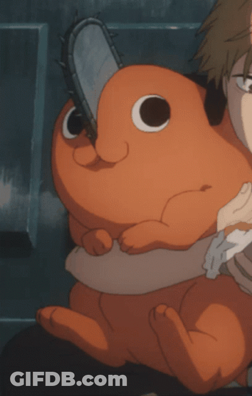 Cute Chainsaw Man Pochita Eating GIF