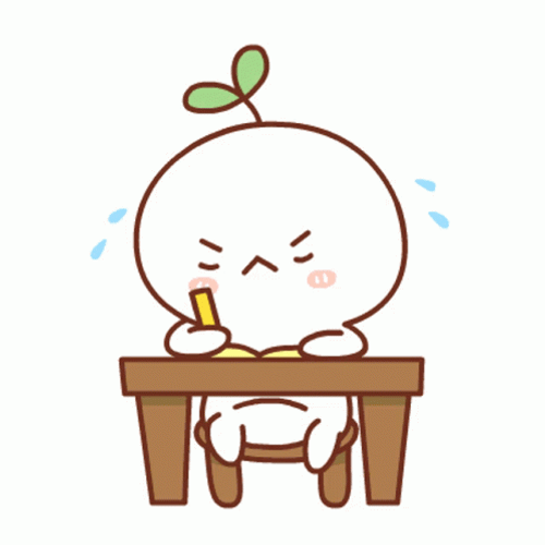 Cute Chibby Angry Doing Homework GIF