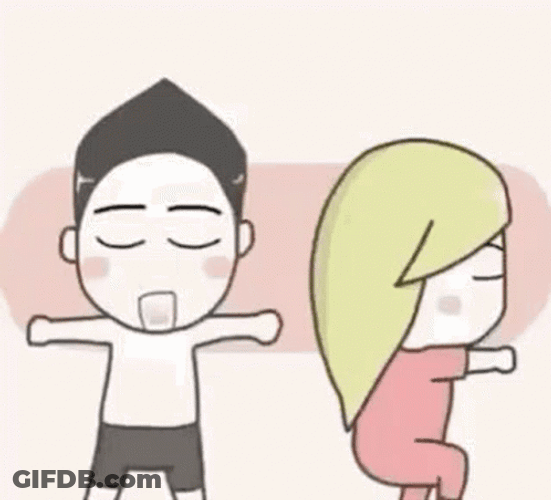 Cute Chibi Couple Sleeping Cartoon Sticker Love GIF