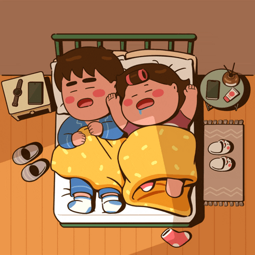 Cute Chibi Couple Sleeping GIF