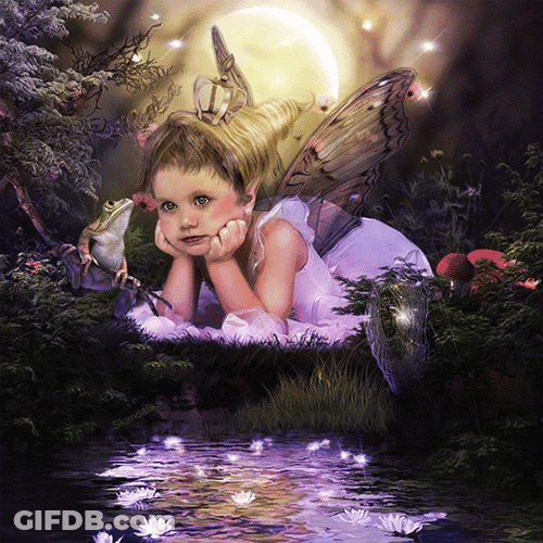 Cute Child Fairy Leaning On Grass GIF