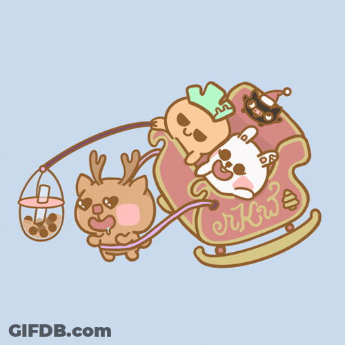 Cute Christmas Boba Drink Friends GIF